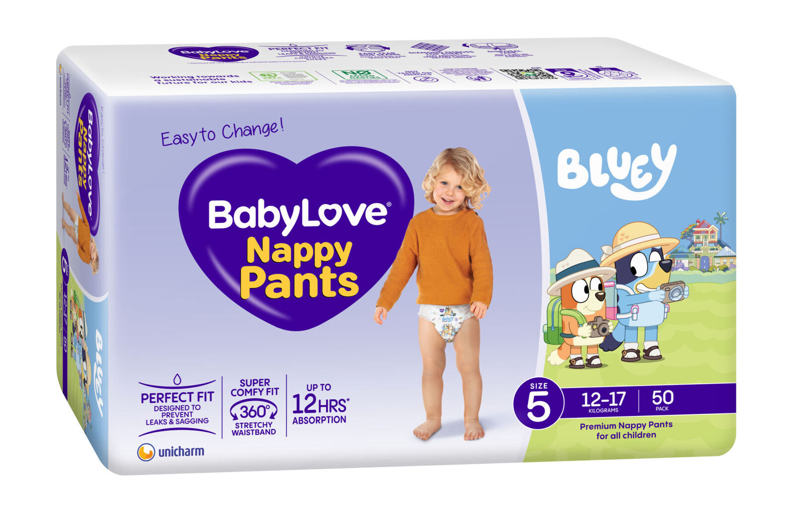 4 sample Pampers easy-ups 5t-6t (Bluey)