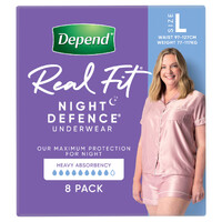 Depend RealFit For Women Night Defence Underwear Large 77-117kg Carton of 32's