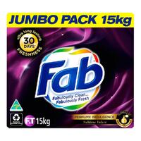 FAB Laundry Powder Front & Top Loader Perfume Indulgence Sublime Velvet Jumbo Pack 15KG