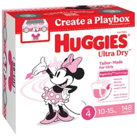 Huggies Ultra Dry Nappies Size 4 Toddler Girl 10-15kg 148's