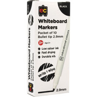Whiteboard Marker Thin Black Pack of 10's