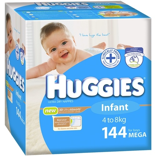 Huggies Ultra Dry Nappies Infant Boy 4 - 8KG 144's