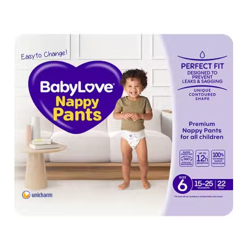 Baby Love Nappy Pants Size 6 Junior 15 - 25KG 22's